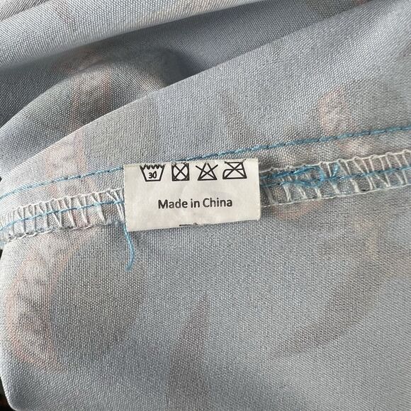 RARE Fernet Branca Sz L Button Shirt Blue Stretch Short Sleeve Graphic Logo AOP - Picture 7 of 7